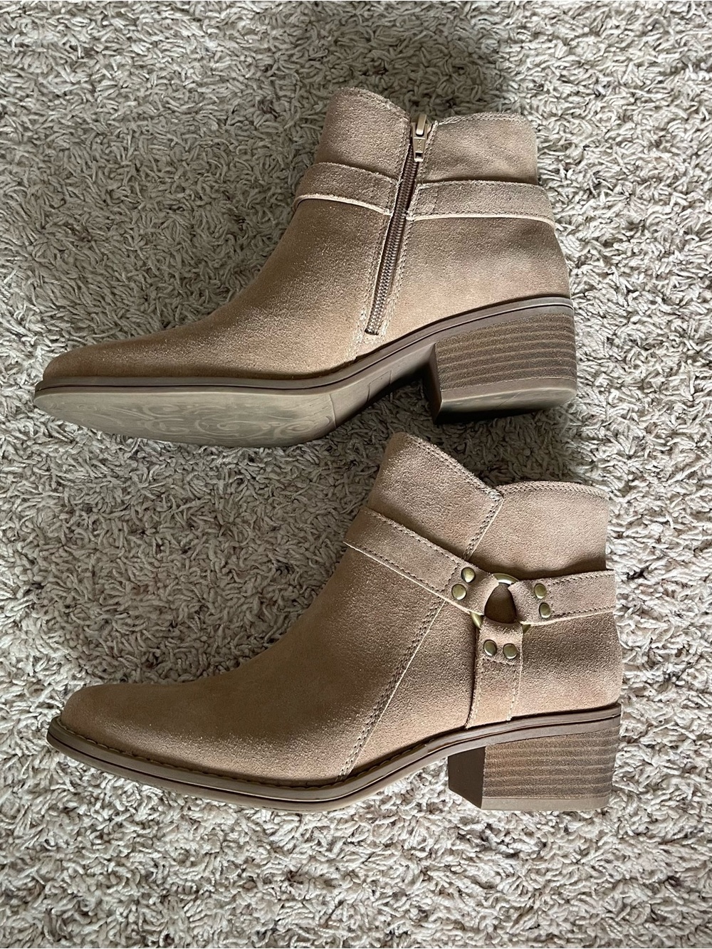 House of Harlow Altossa Booties Tan Suede Harness Ankle Boots Womens 9M - Picture 3 of 6